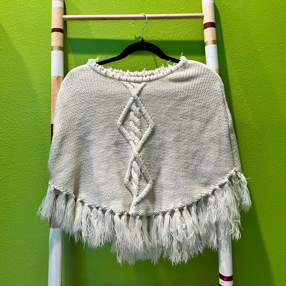 Crème Shimmery Knitted Poncho